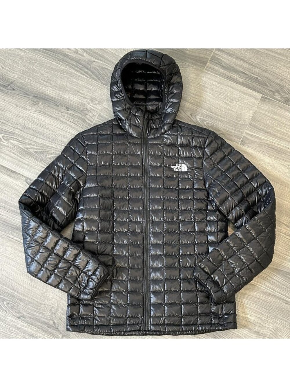 The North Face Jacket Mens M Black ThermoBall Hooded Packable Puffer Lightweight